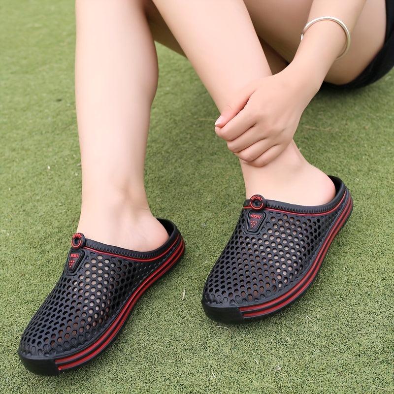 Women's Hollow Out Flat Clogs Closed Toe Breathable Non Slip Garden Mules