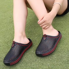 Women's Hollow Out Flat Clogs Closed Toe Breathable Non Slip Garden Mules