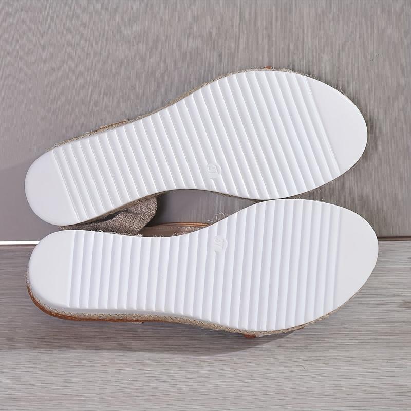 Women's Canvas Platform Sandals Strappy Back Buckle Thick Soled Shoes