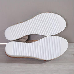 Women's Canvas Platform Sandals Strappy Back Buckle Thick Soled Shoes
