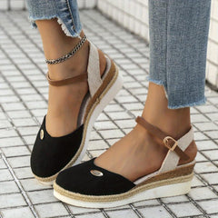 Women's Closed Toe Espadrille Wedge Sandals Ankle Strap Slingback Shoes