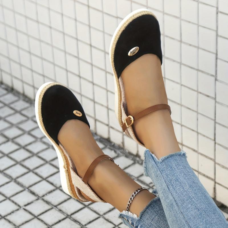 Women's Closed Toe Espadrille Wedge Sandals Ankle Strap Slingback Shoes