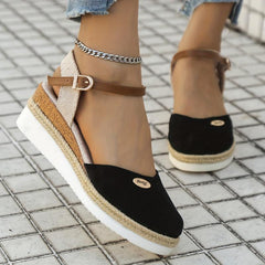 Women's Closed Toe Espadrille Wedge Sandals Ankle Strap Slingback Shoes