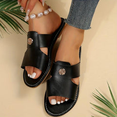 Women's Flower Decor Slide Sandals Open Toe Casual Beach Shoes