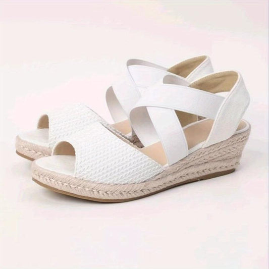 Women's Espadrille Wedge Sandals Peep Toe Slip On Shoes