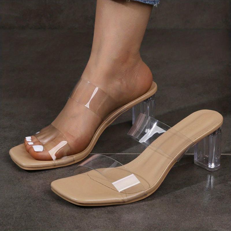 Sexy Transparent Strap Sandals Open Toe Slip On Heels