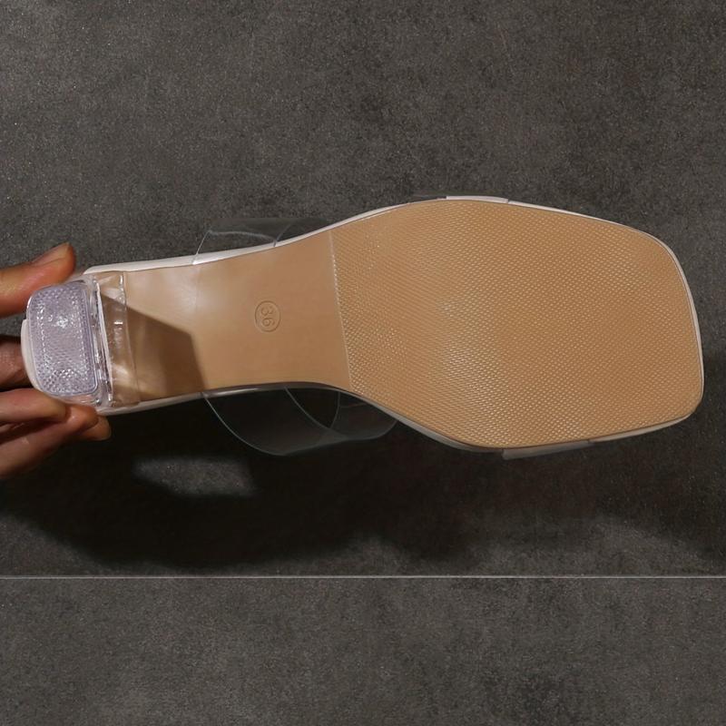 Sexy Transparent Strap Sandals Open Toe Slip On Heels