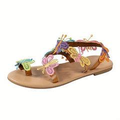 Boho Style Butterfly Sandals Toe Loop Slip On Shoes
