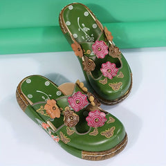 Women's Tribal Style Wedge Mule Sandals