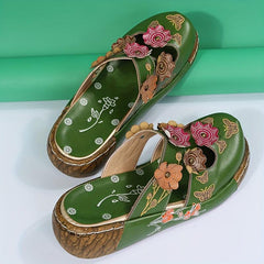 Women's Tribal Style Wedge Mule Sandals