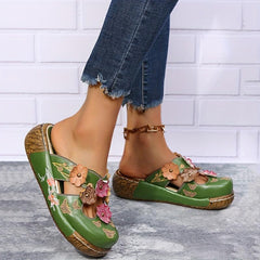 Women's Tribal Style Wedge Mule Sandals