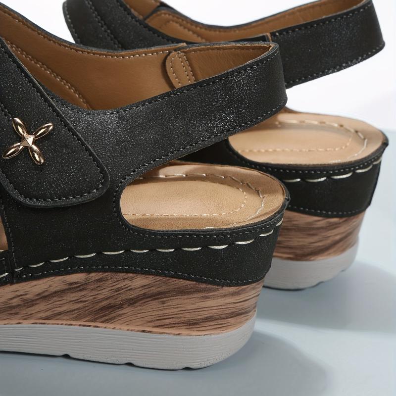 Women's Wedge Sandals Open Toe Ankle Strap Shoes