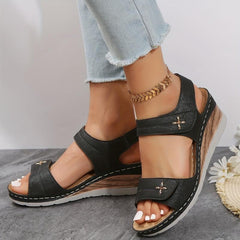 Women's Wedge Sandals Open Toe Ankle Strap Shoes