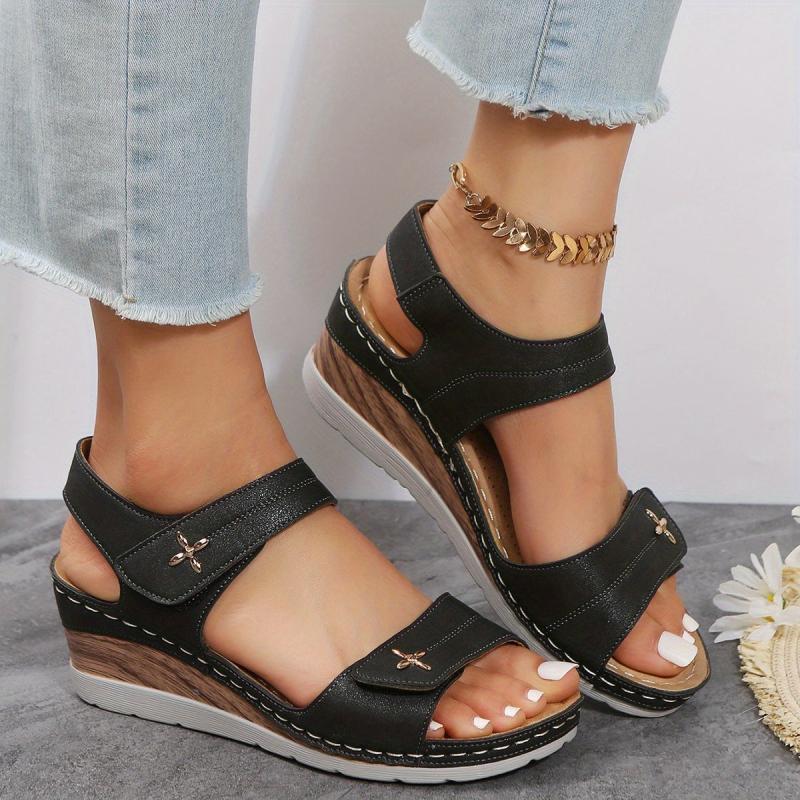 Women's Wedge Sandals Open Toe Ankle Strap Shoes