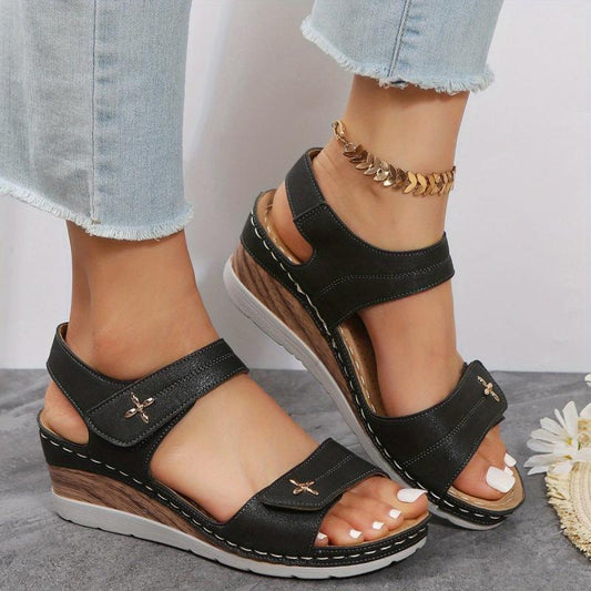 Women's Wedge Sandals Open Toe Ankle Strap Shoes