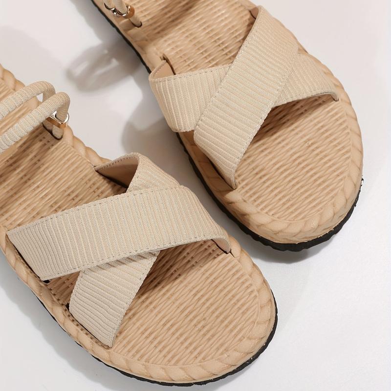 Women's Cross Strap Flat Sandals - Casual Beach Slides