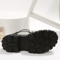Women's Platform Sandals Cross Buckle Strap Zipper Shoes