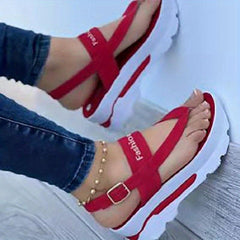 Women's Platform Thong Sandals Open Toe Buckle Strap Sports Sandals