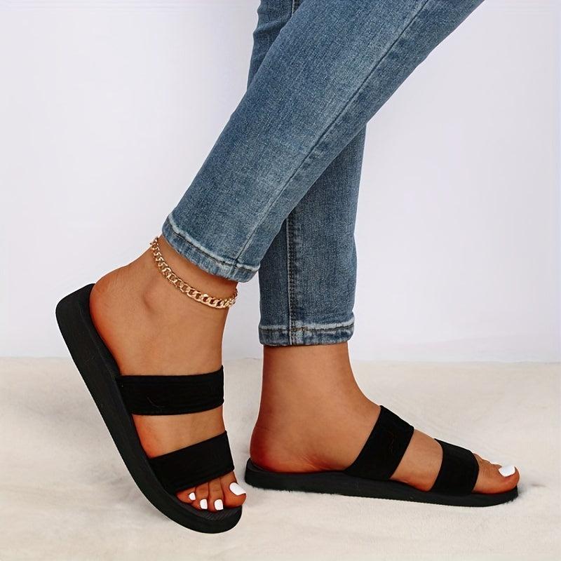 Women's Casual Flat Slides Comfy Round Toe Non Slip Open Toe Shoes