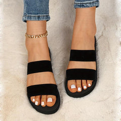 Women's Casual Flat Slides Comfy Round Toe Non Slip Open Toe Shoes