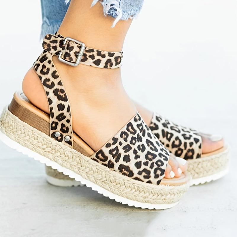 Women's Platform Espadrilles Sandals Casual Open Toe Ankle Strap Flat Shoes