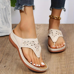 Women's Rhinestone Wedge Flip Flops Slip On Sandals