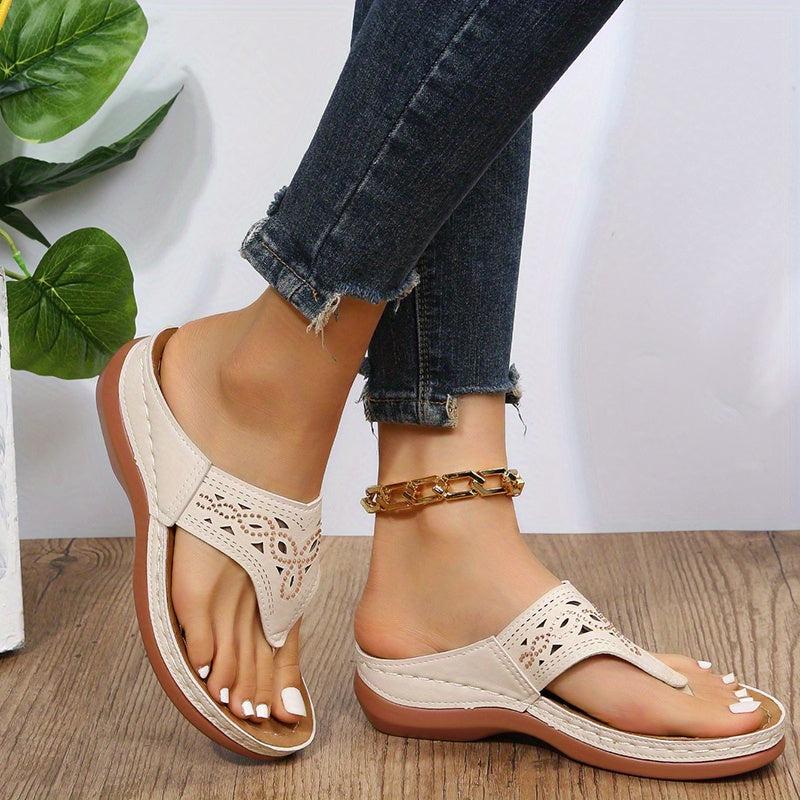 Women's Rhinestone Wedge Flip Flops Slip On Sandals