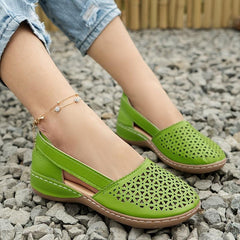 Women's Hollow Out Flat Sandals Cut Out Closed Toe Slip On Shoes