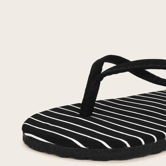 Minimalist Women Striped Flip Flops