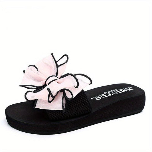 Women's Bow Tie Platform Slippers Open Toe Anti-slip Sandals