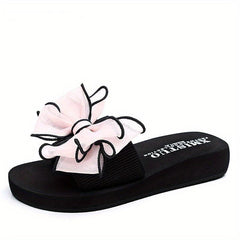 Women's Bow Tie Platform Slippers Open Toe Anti-slip Sandals