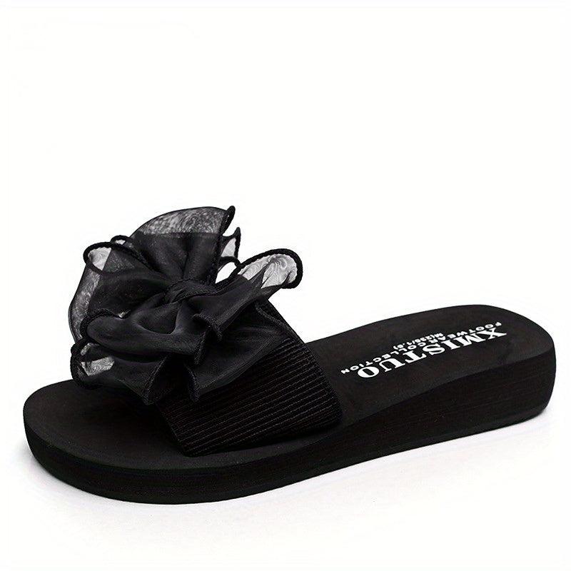 Women's Bow Tie Platform Slippers Open Toe Anti-slip Sandals
