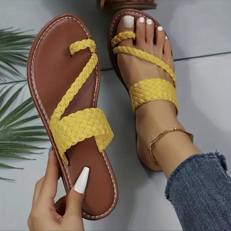 Women's Braided Band Slide Sandals Open Toe Non Slip Slides