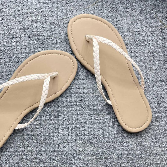 Women's Braided Flip Flops Casual Flat Summer Shoes
