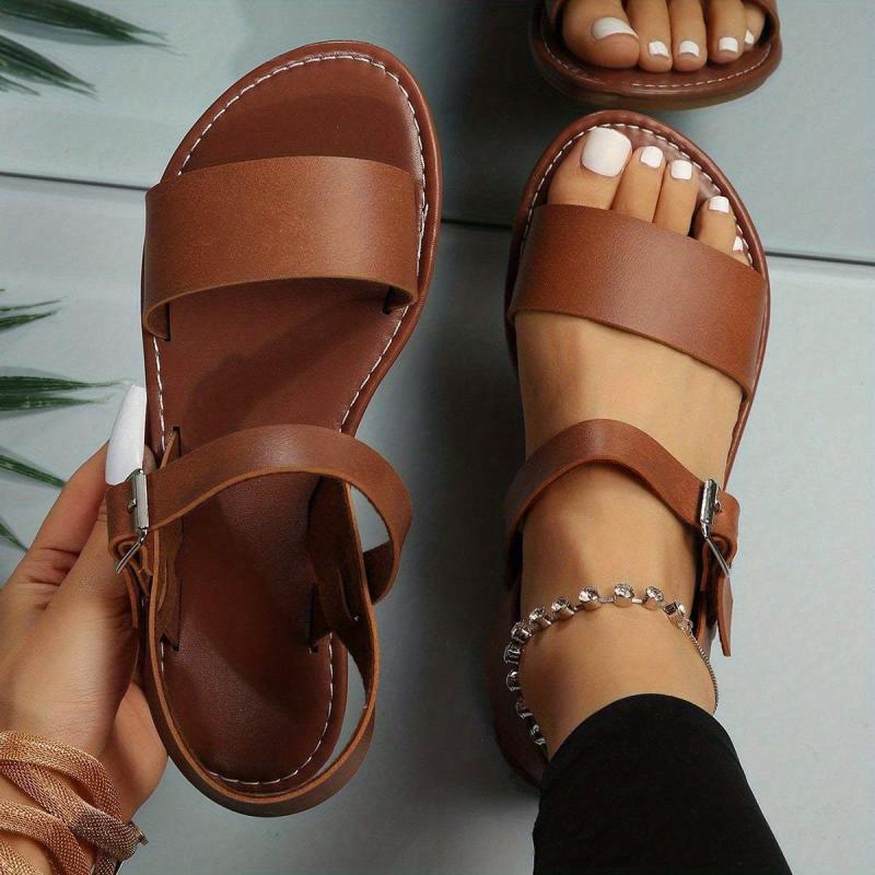 Women's Flat Sandals Ankle Buckle Strap Outdoor Shoes