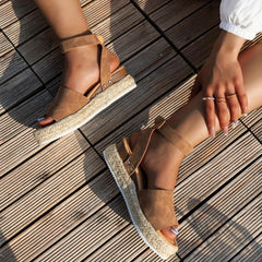 Women's Platform Sandals Comfortable Open Toe Ankle Buckle Strap Shoes