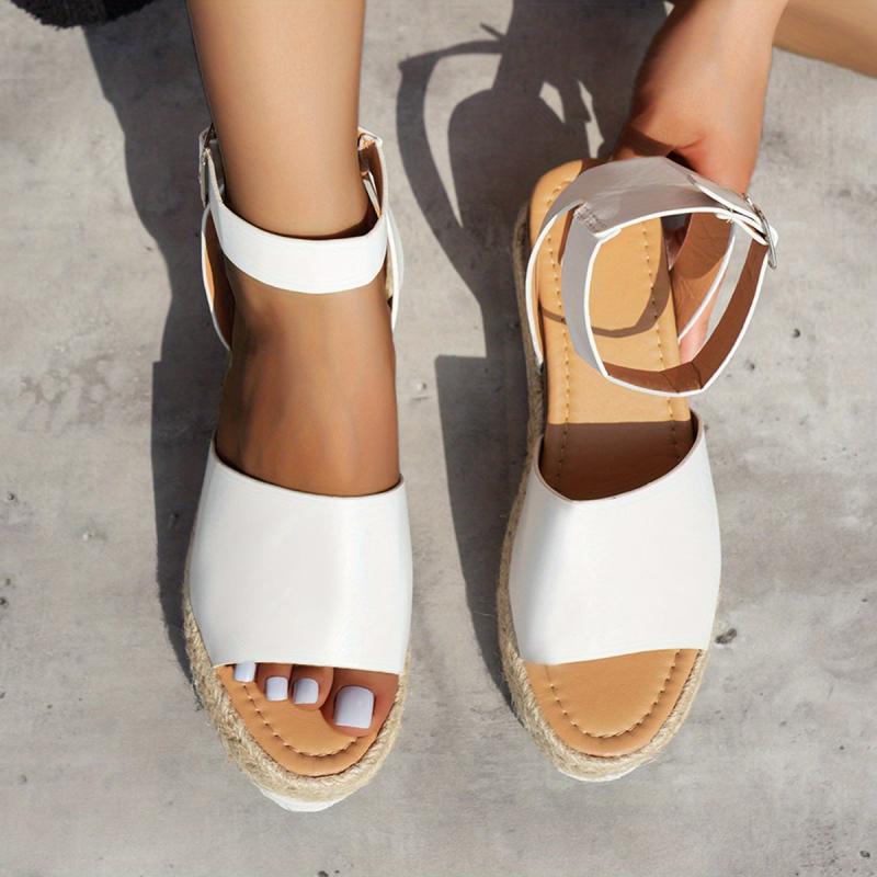 Women's Platform Sandals Comfortable Open Toe Ankle Buckle Strap Shoes