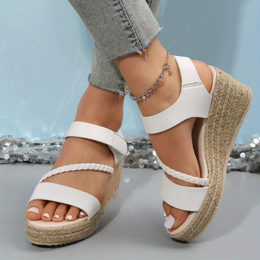 Women's Braided Strap Wedge Espadrilles Sandals