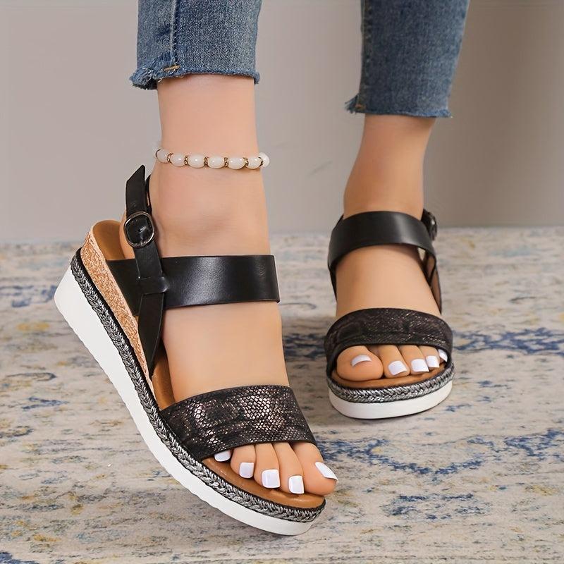 Women's Espadrille Wedge Sandals Ankle Strap Slingback Shoes