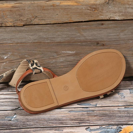 Women's Canvas Flat Sandals Open Toe Cross Buckle Strap Shoes