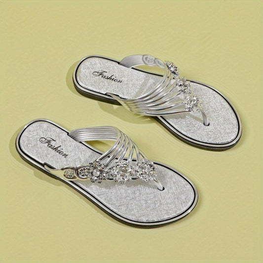 Rhinestone Flip Flops Flat Summer Shoes