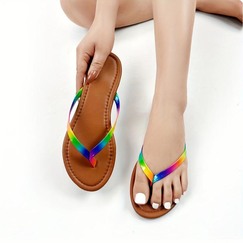 Women's Flat Flip Flops Lightweight Open Toe Slip On Shoes