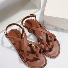 Women's Flat Sandals Cross Strap Gladiator Beach Shoes