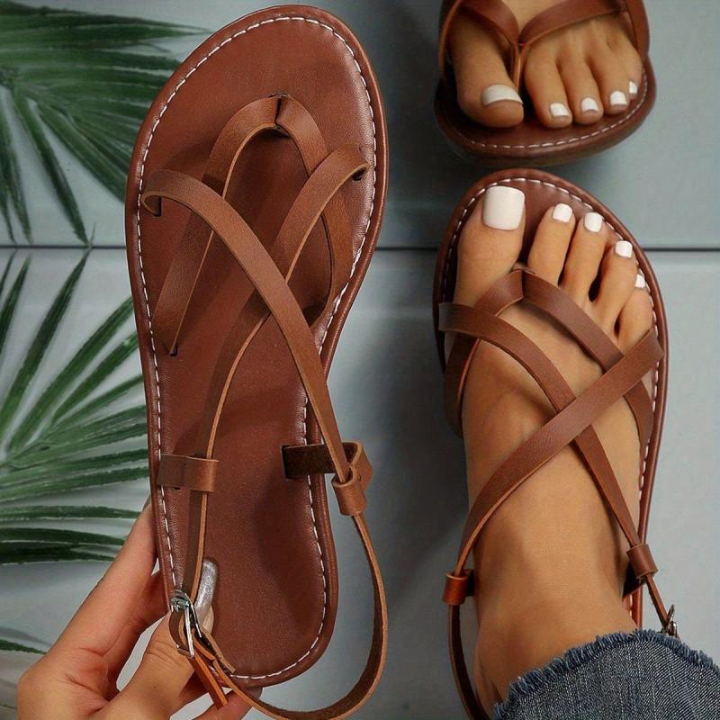 Women's Flat Sandals Cross Strap Gladiator Beach Shoes
