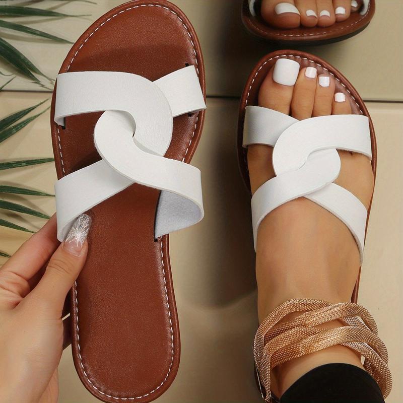 Women's Cross Strap Slide Sandals Casual Beach Shoes