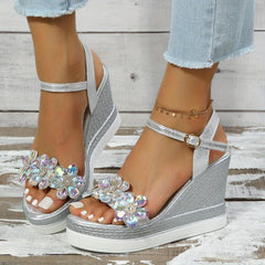 Women's Floral Wedge Sandals Ankle Strap Platform Comfort Sandals