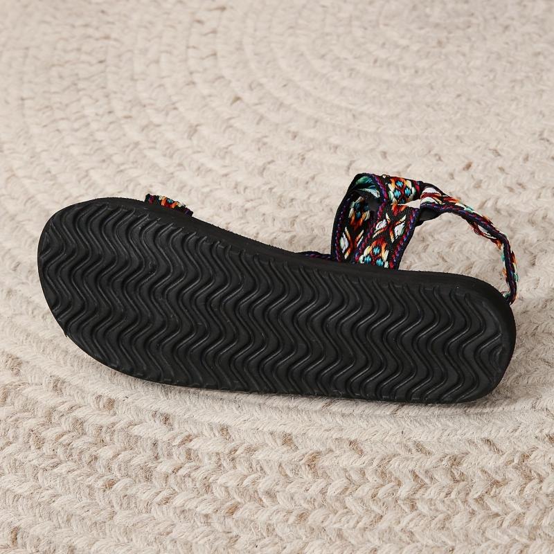 Women's Tribal Flat Sandals Hook & Loop Outdoor Beach Shoes