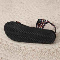 Women's Tribal Flat Sandals Hook & Loop Outdoor Beach Shoes