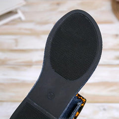 Women's Denim Flat Sandals Open Toe Slip On Shoes