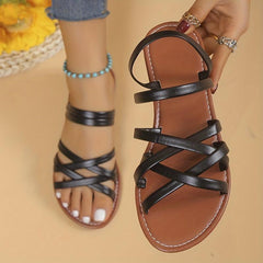 Women's Cross Strap Slide Sandals Casual Flat Shoes